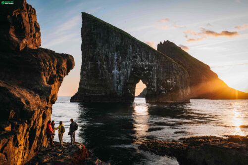 Drangarnir Sea Arch with Photographers