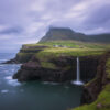 Gásadalur settlement with Múlafossur Waterfall
