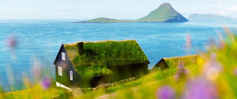Turf-roofed house in Velbastaður