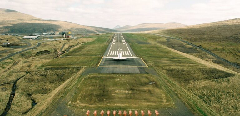 Flight on Vágar Airport runway