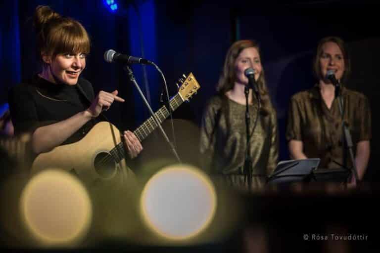 Girls performing music