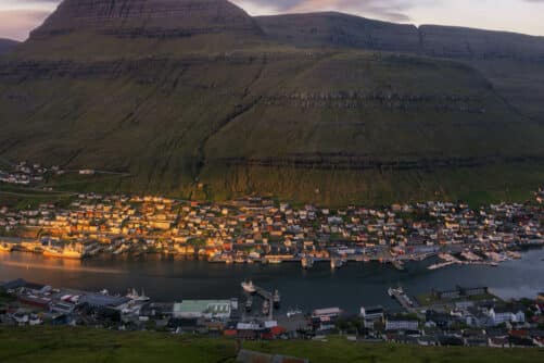 Klaksvík seen from mountain
