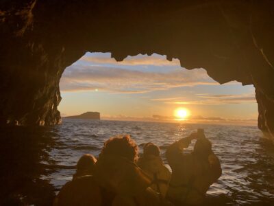 Inside cave during sunset
