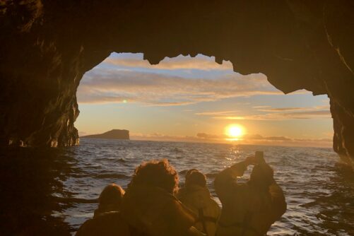 Inside cave during sunset