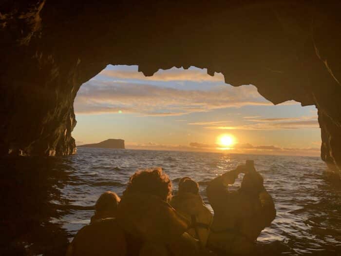 Inside cave during sunset