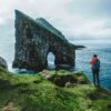 Drangarnir Sea Arch with person