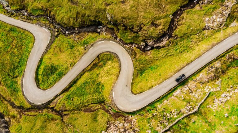 Road in grassy terrain