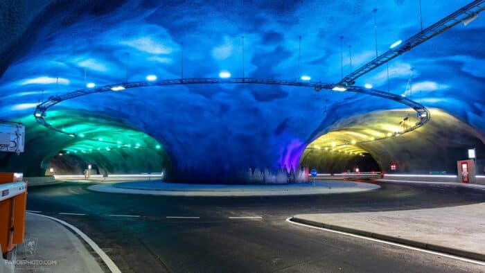 Roundabout in underwater tunnel