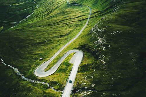 Faroe Islands mountains with road