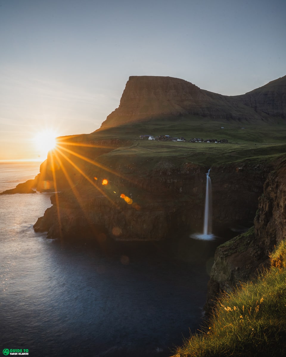 Gásadalur with waterfall
