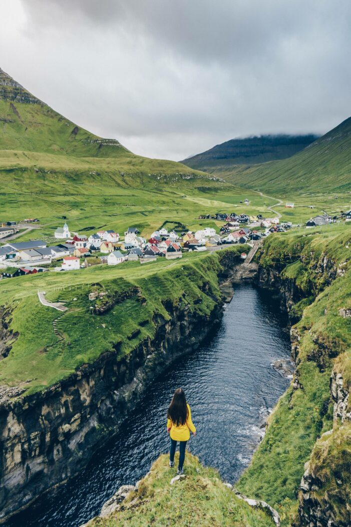 Woman standing next to gorge