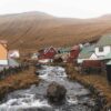 Faroe Islands houses with stream