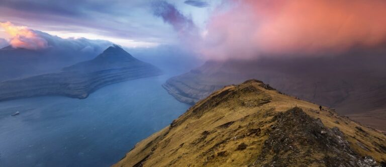 Mountain ridge above fjord