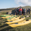 Yellow and green kayaks