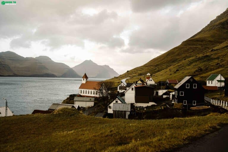 Houses and church on Kunoy Island