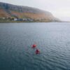 Kayaks on lake