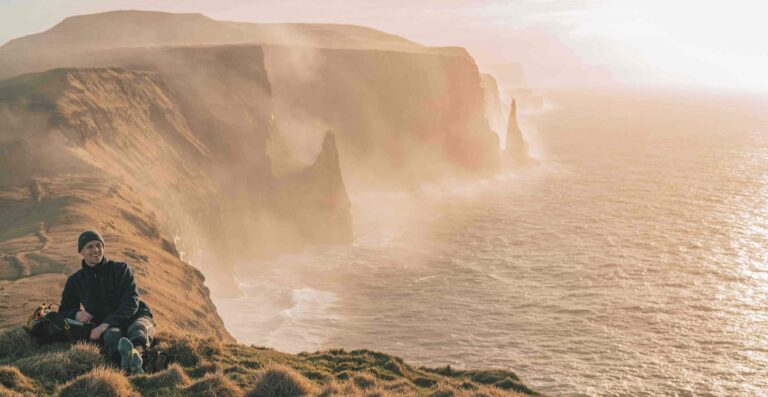 Líraberg Cliff with person