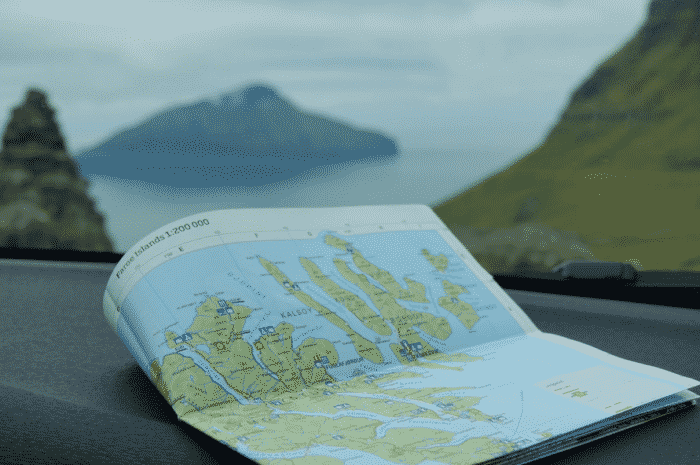 Map in car Faroe Islands