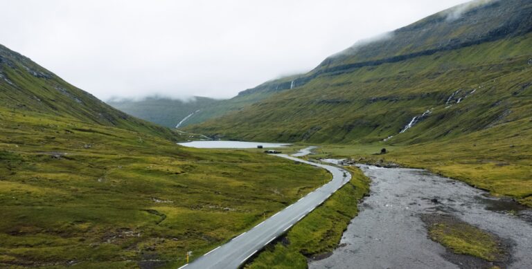 Mountains with road and river