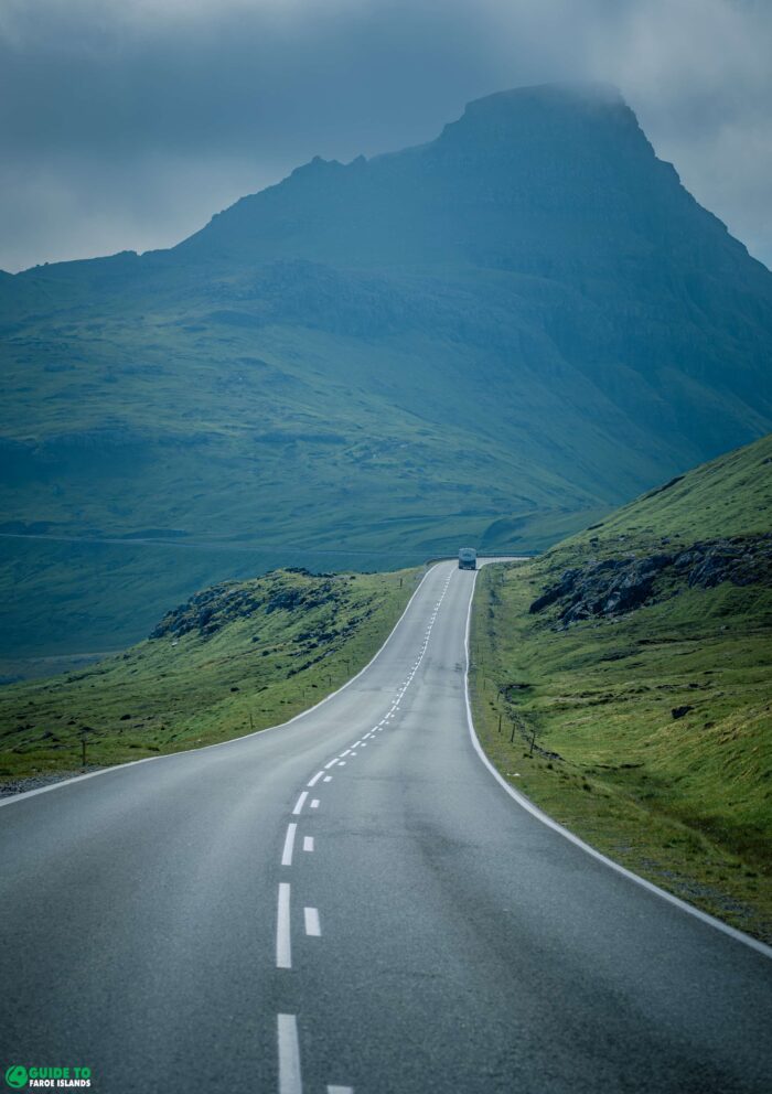 Road and mountain in Faroe Islands