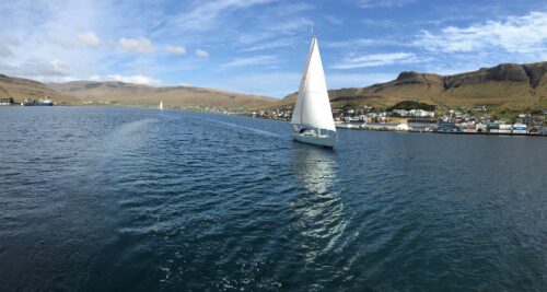 Sailboat on fjord