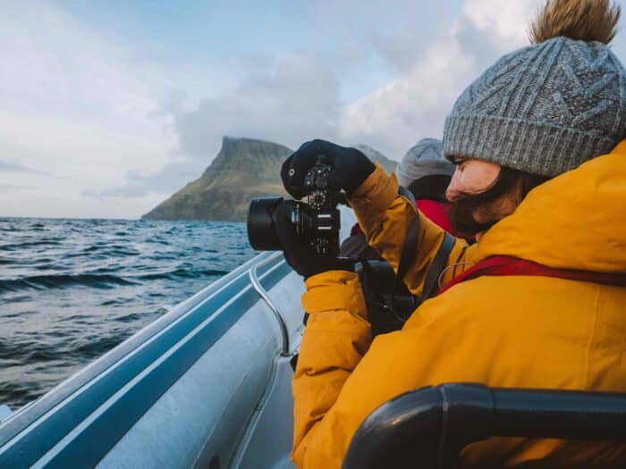 Woman taking photo with camera