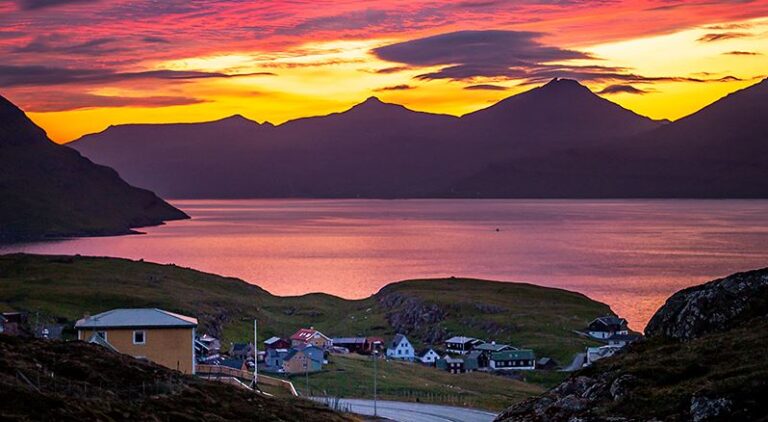 Tangafjørður Fjord in sunrise