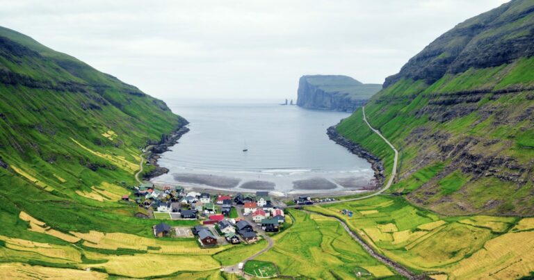 Tjørnuvík settlement in summer