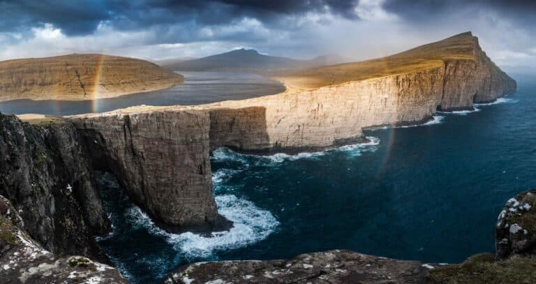 Rainbow and coastal scenery