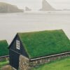 Grass roof house in Faroe Islands