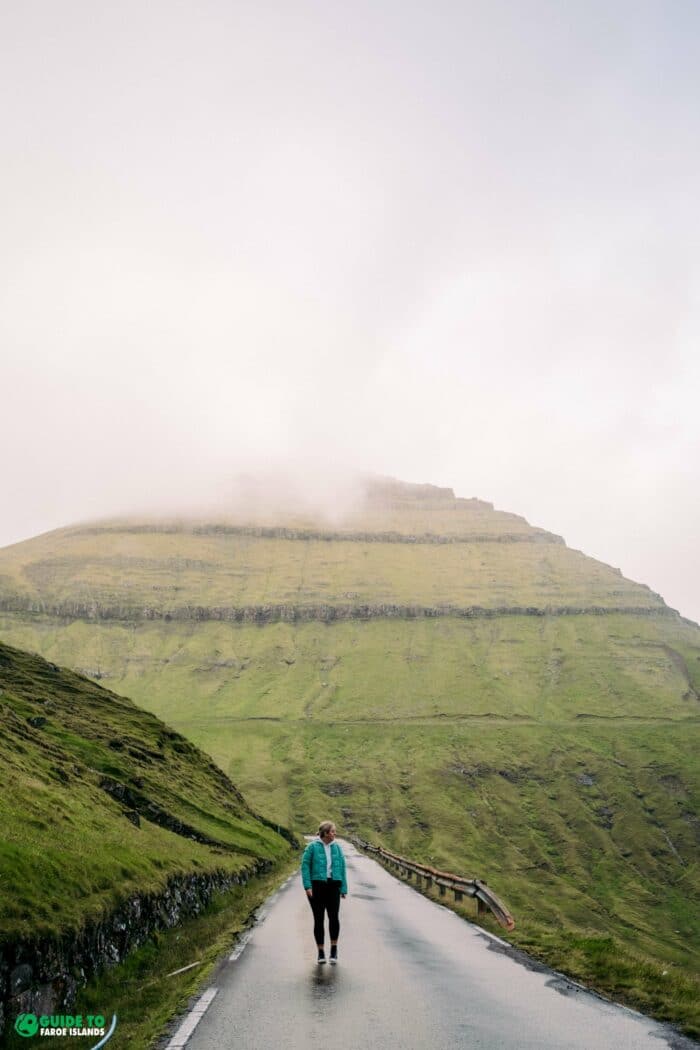 Woman on road in Faroe Islands