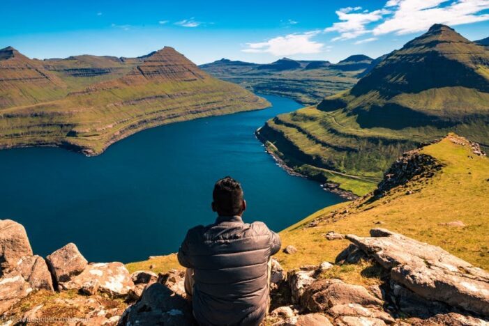 Man sitting at Hvíthamar vantage point