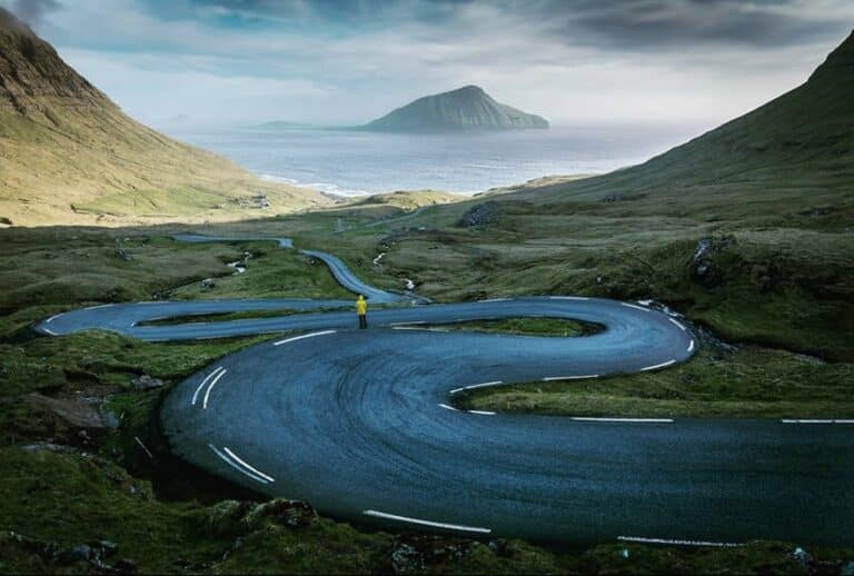 Tarred road in valley