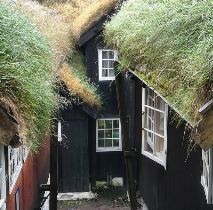 Turf-roofed houses in Faroe Islands