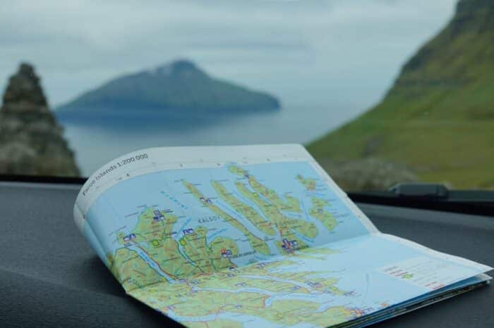 Faroe Islands map in car