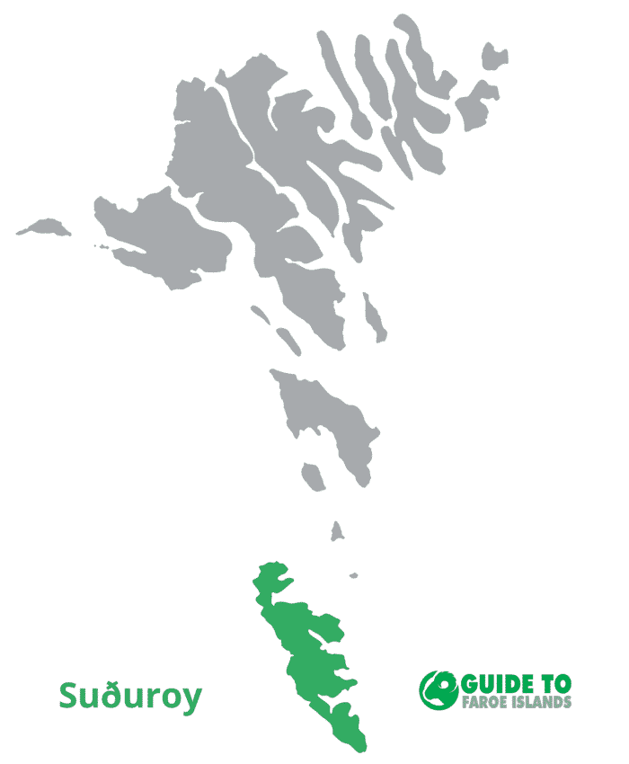 Suðuroy Island on map of Faroe Islands