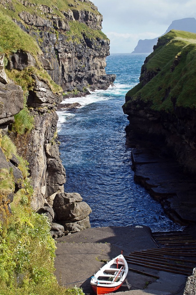 The sea gorge in Gjógv on Eysturoy Island