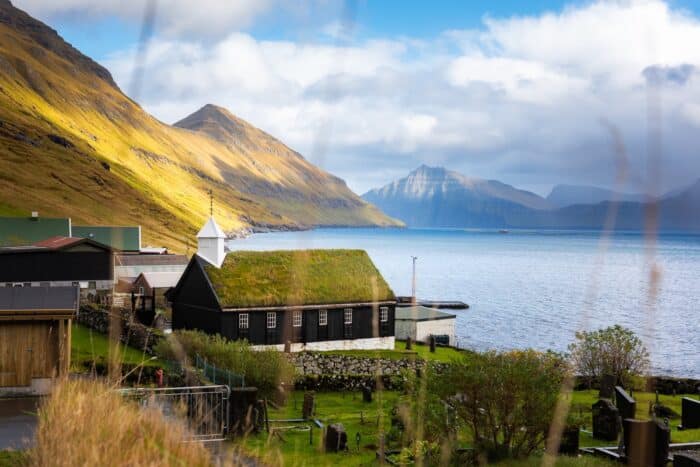 Sod-covered church