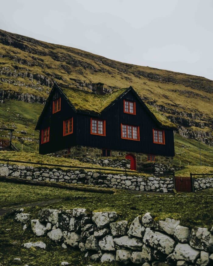 Gras-roofed house