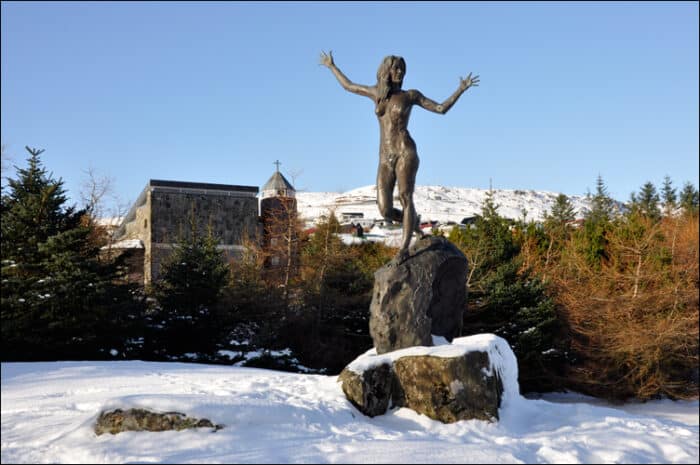 Statue in snow