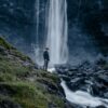 Person next to Fossá Waterfall