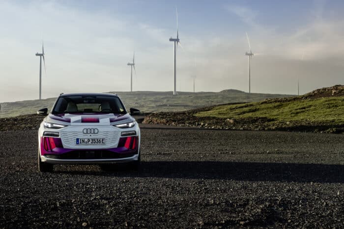 Audi car with windmills