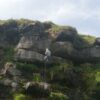 Abseiling cliff on Kalsoy Island