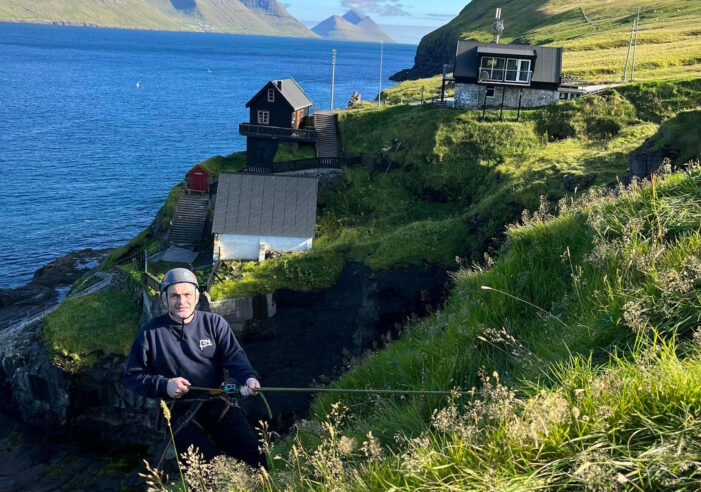 Rappelling in Faroe Islands