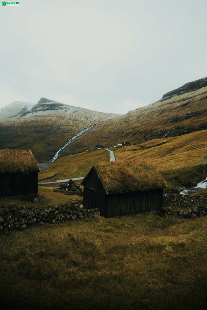 Sod covered houses in Saksun