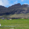 Viðareiði village with mointans