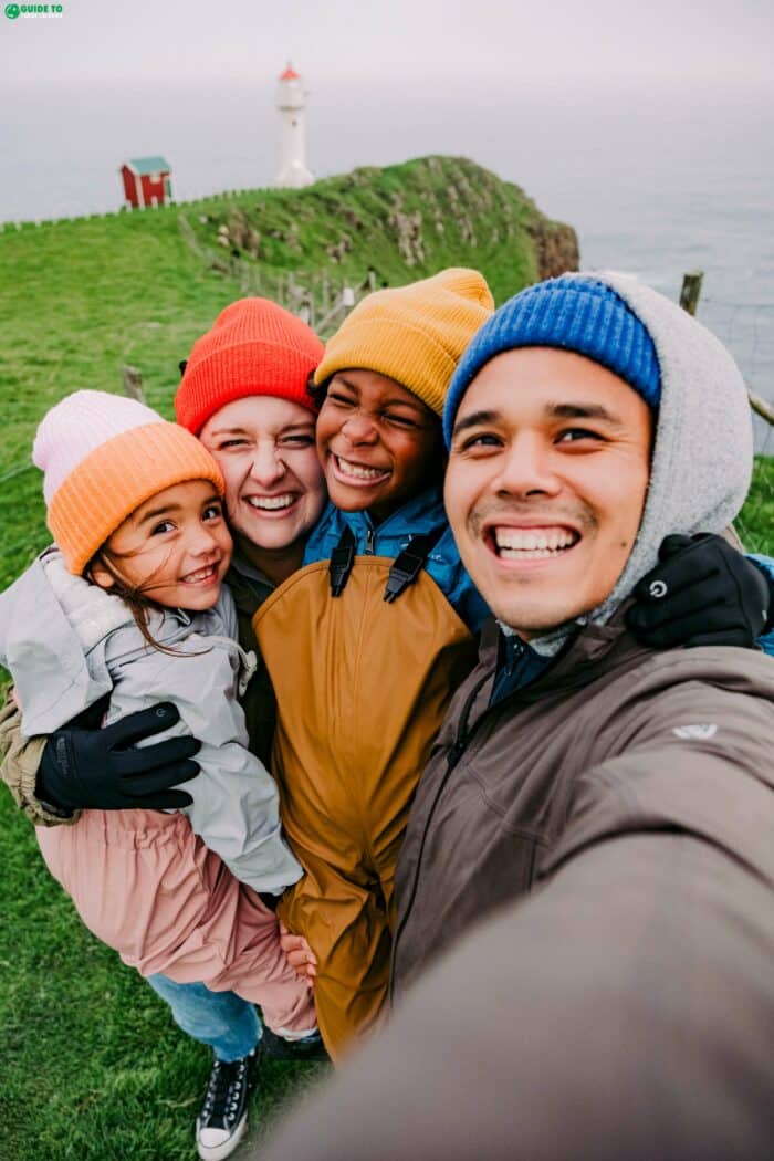 Family at Akraberg lighthouse