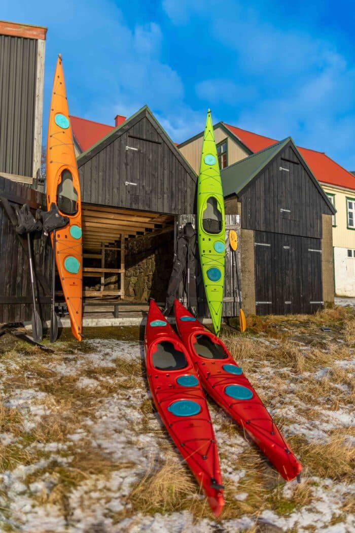 Kayaks at boathouse