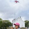 Faroese flag and two woman