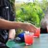 Glasses with red drink